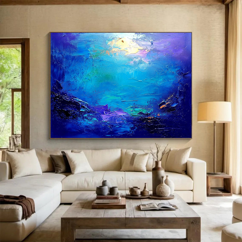 “Vibrant Ocean Swirl” - Blue, Purple, Green, Abstract Sea - Oil Painting HB1477
