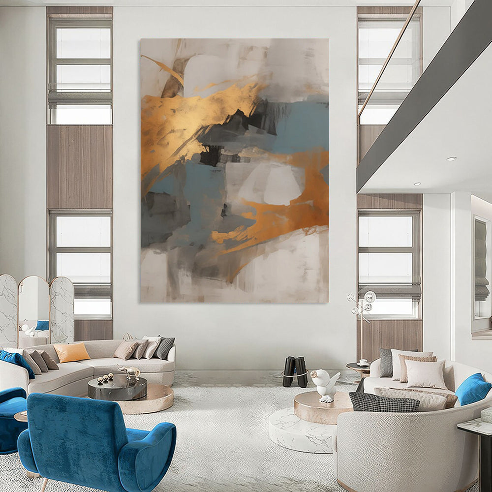 Tactile Trails: Oversized Custom Abstract Art for Living Room and Hallway DTP136