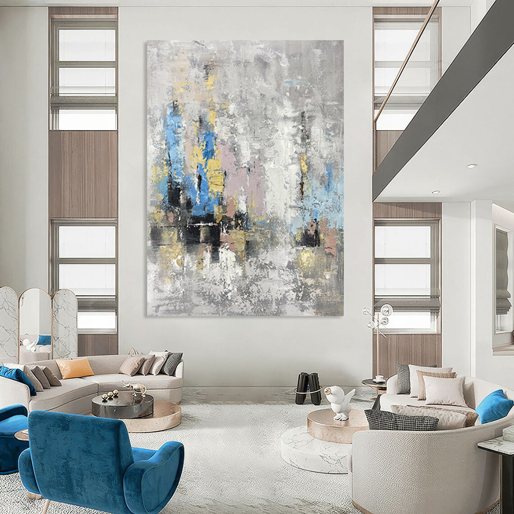 Custom Handmade Abstract Artworks: Big Sizes with Textured Details for Dining Room & Entryway DTP248
