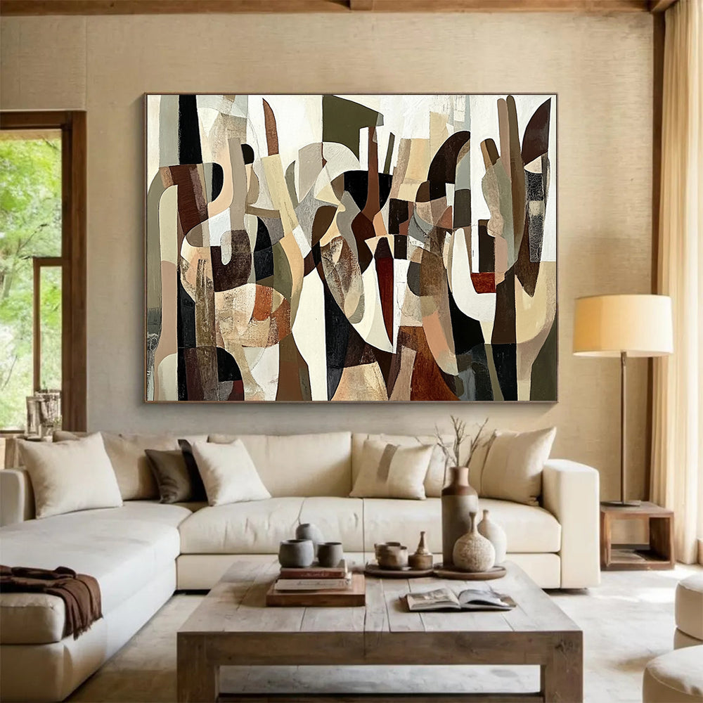 “Neutral - Toned Abstract Shapes” - Minimalist Abstract Painting On Canvas HB0523