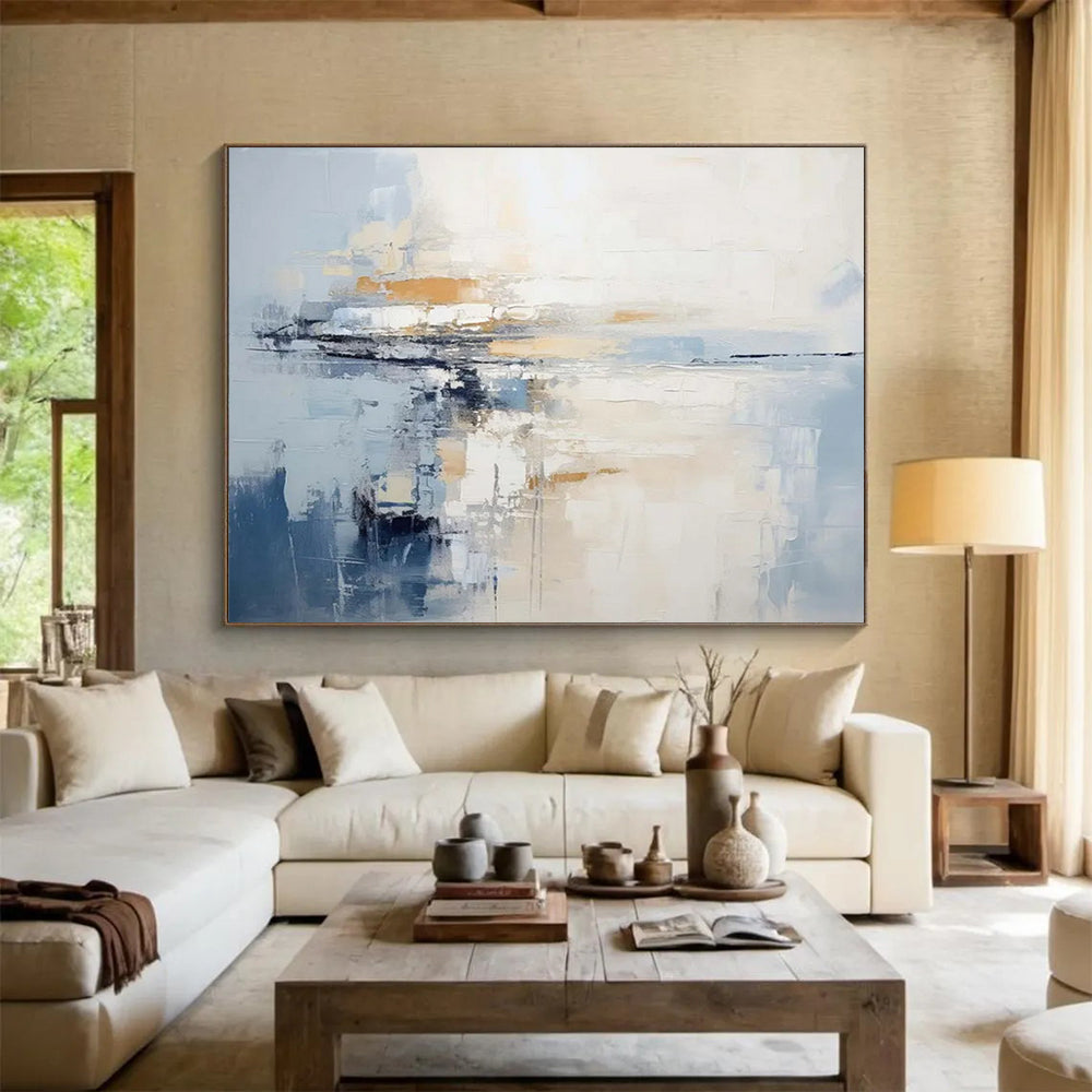 Blue & Beige Horizon Abstract - Modern Office Clarity DLZ090