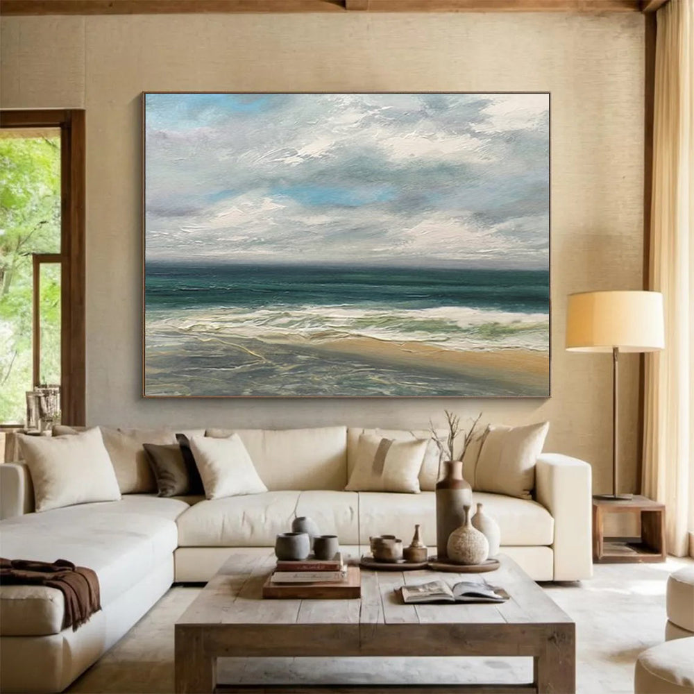 Serene Coastal Beach Scene - Relaxing Living Room Art DLZ021