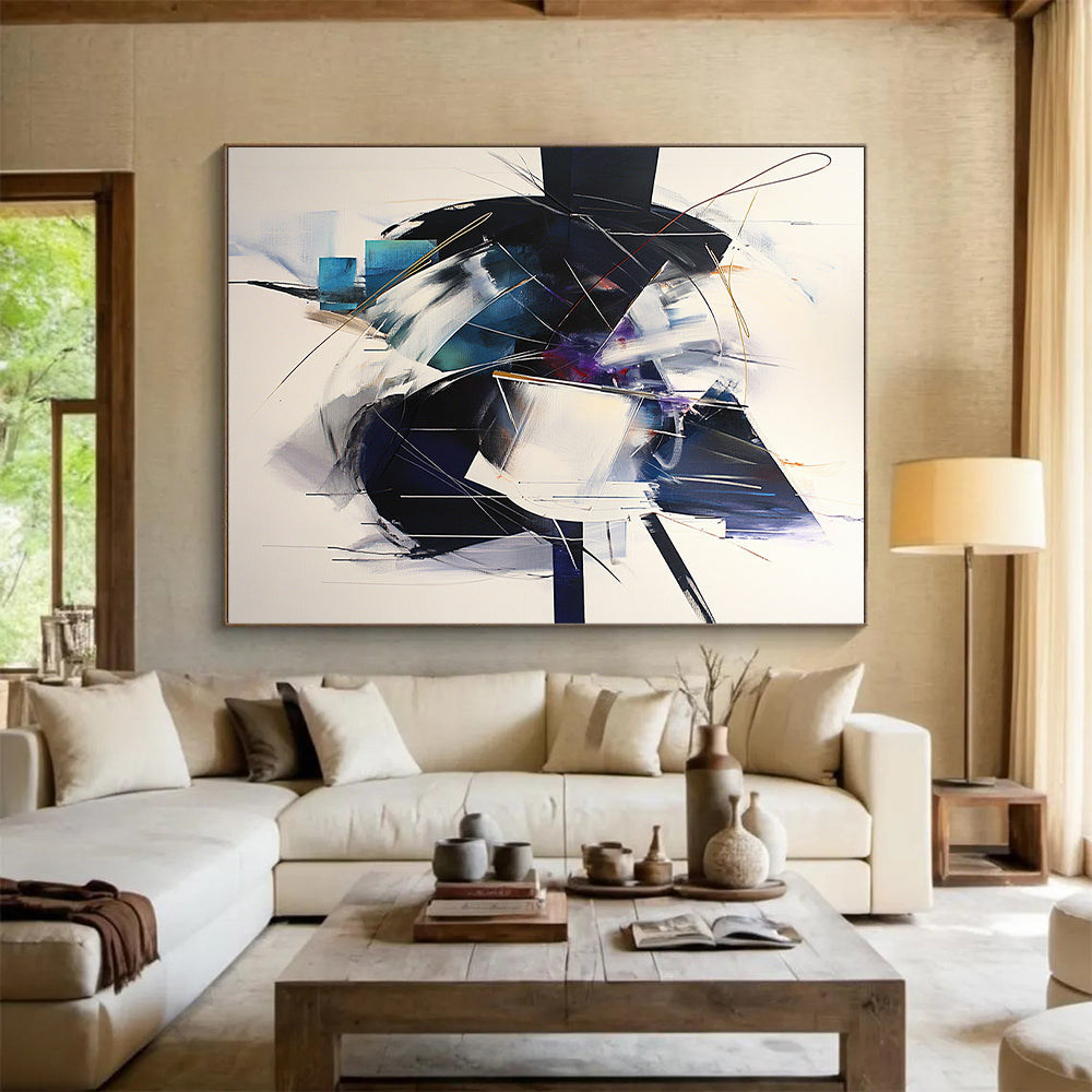 Colorful Abstract Shapes "Vibrant Fusion" Painting On Canvas HB291