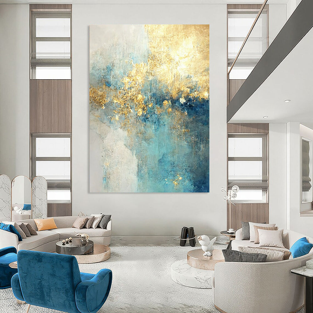 Monumental - Extent Hand - Painted Textured Custom Abstract Gemstone for Dining Room and Living Room DTP077