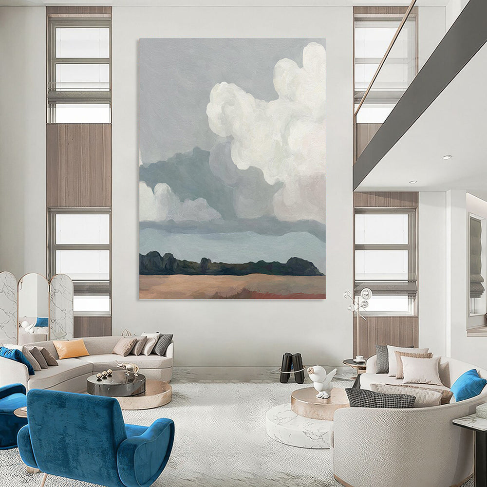 Large - Format Hand - Painted Textured Custom Abstract Painting, for Dining Room and Living Room DKH1463