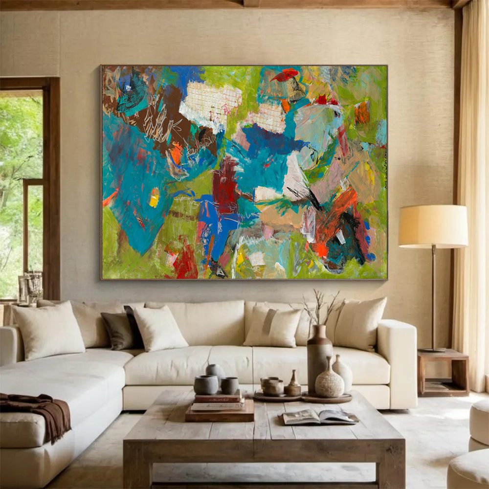 Colorful Abstract Expressionism - Bold Living Room or Studio Art DLZ237
