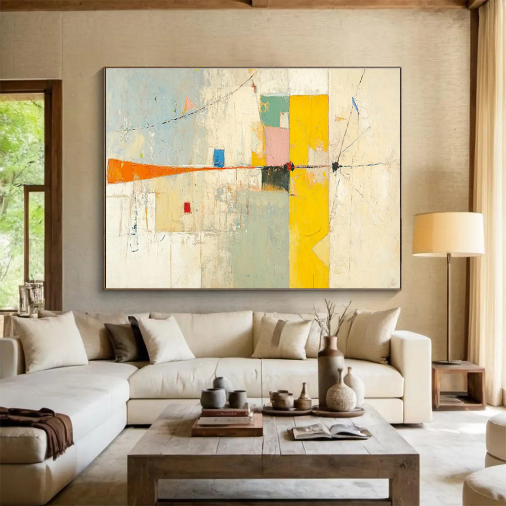 Large - Format Hand - Painted Textured Abstract Wall Mural for Bar & Dining Room DKH614