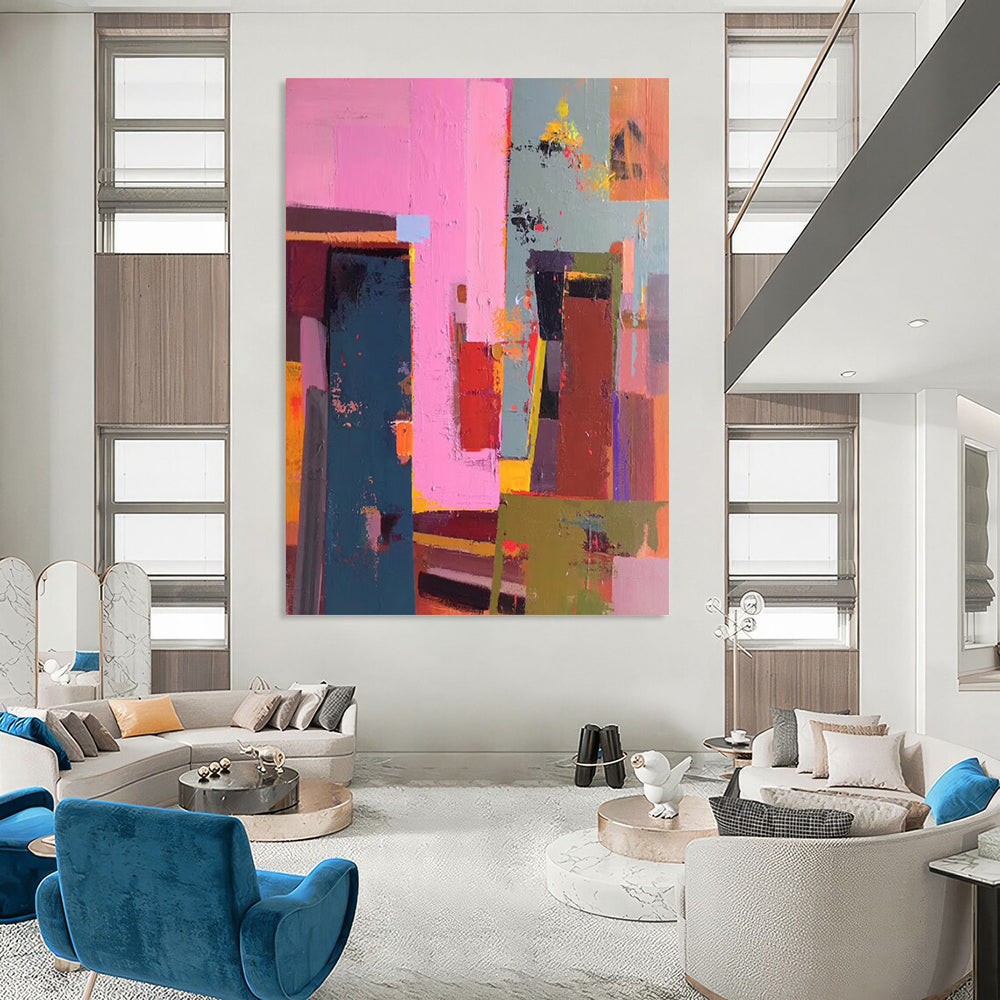 Super - Sized - Format Hand - Painted Custom Abstract Work for Hallway and Hotel DTP050