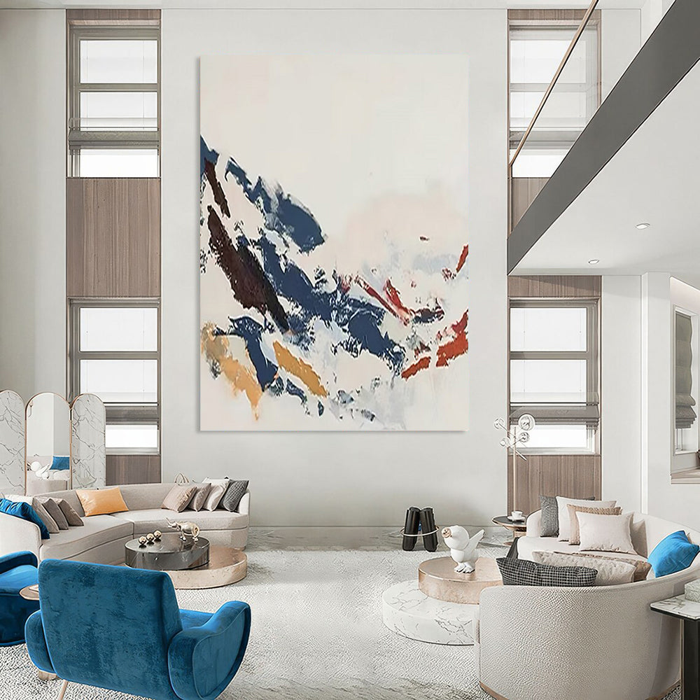 Mega - Format Vertical Hand - Painted Textured Custom Abstract Hymn, for Hotel and Bedroom DKH1548