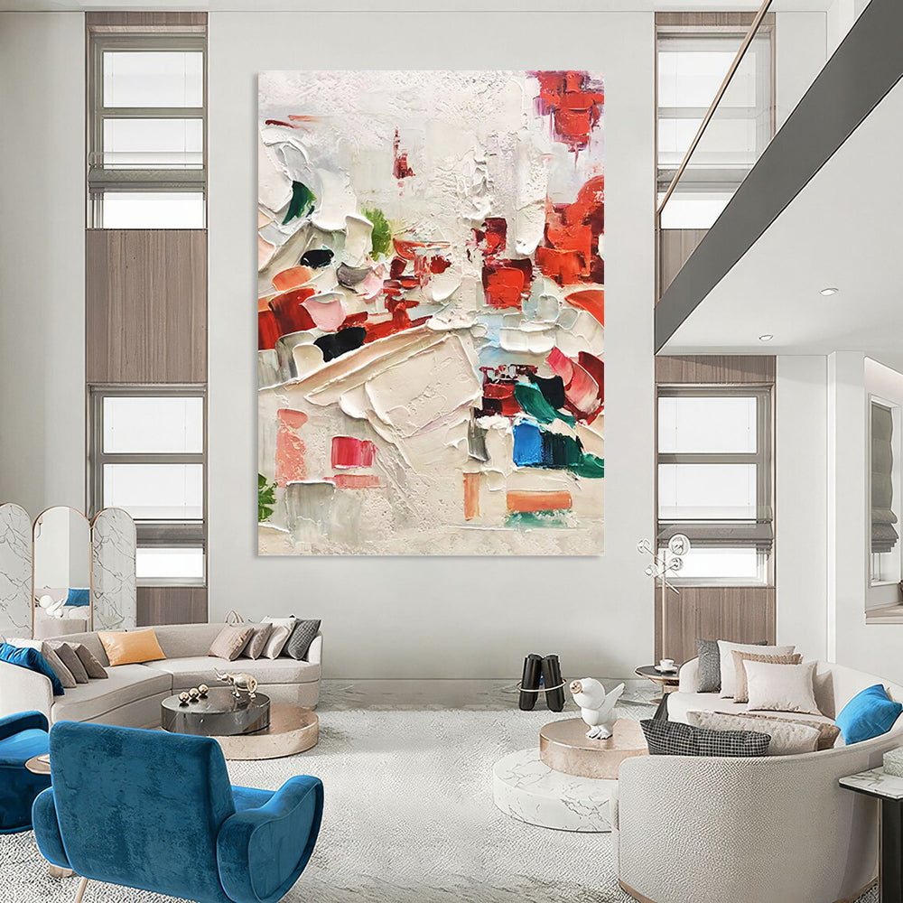 Large - Format Hand - Painted Custom Texture Canvas Abstract for Bedroom & Hallway DKH1044