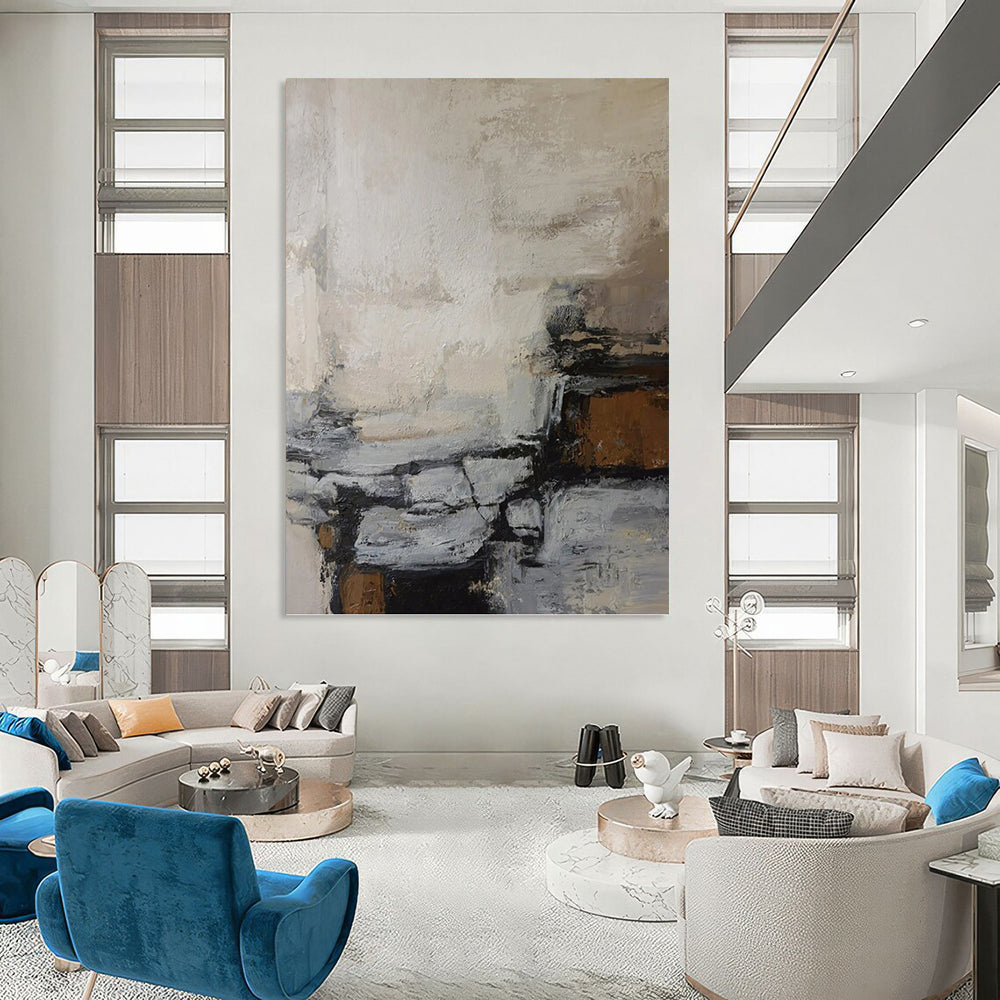 Large Hand - Painted Custom Textured Abstract Mural for Bar & Hotel Lobby DKH1007