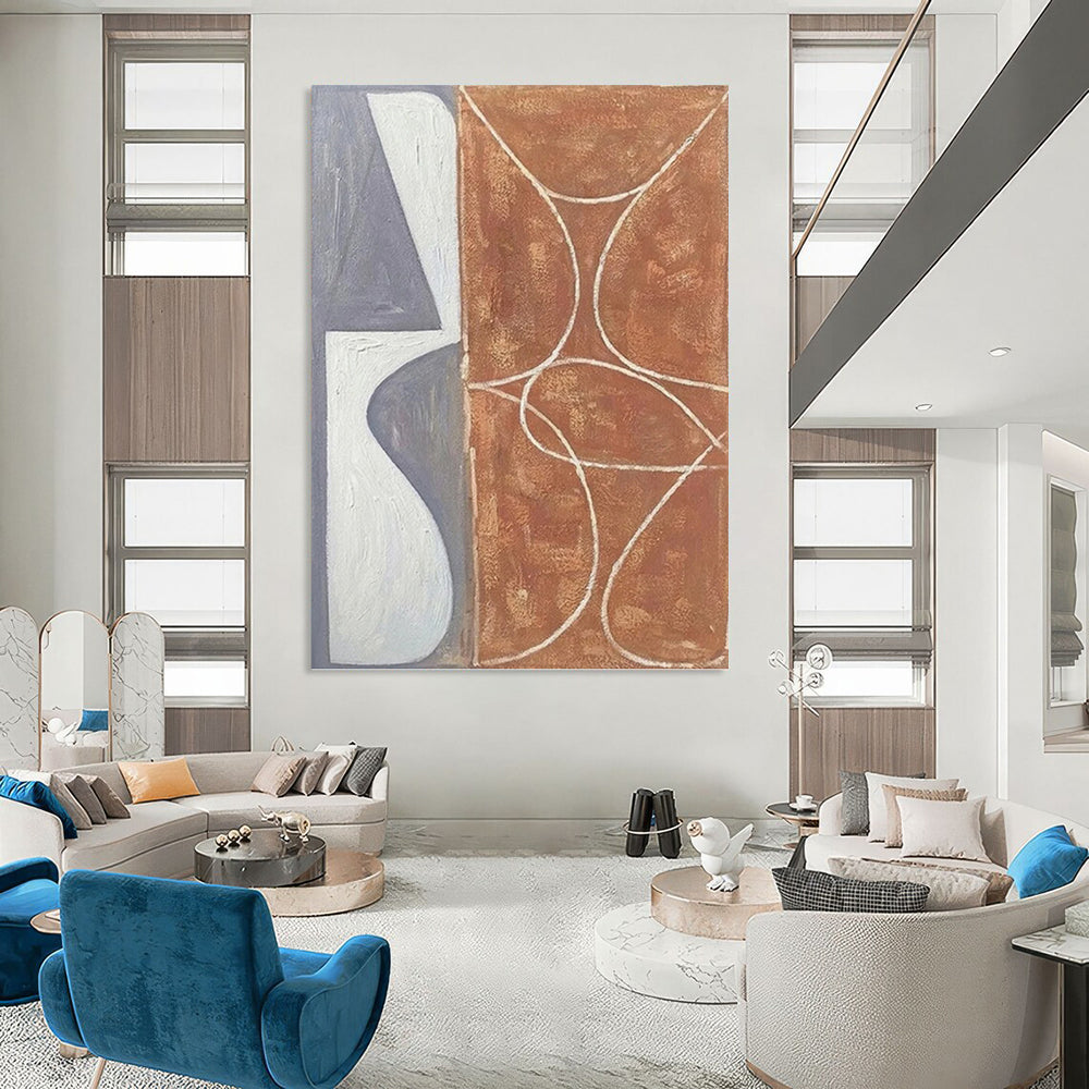 Designer - Curated Luxury: Hand - Rendered Textured Canvas Art for Hotel Suite & Living Room DKH1138