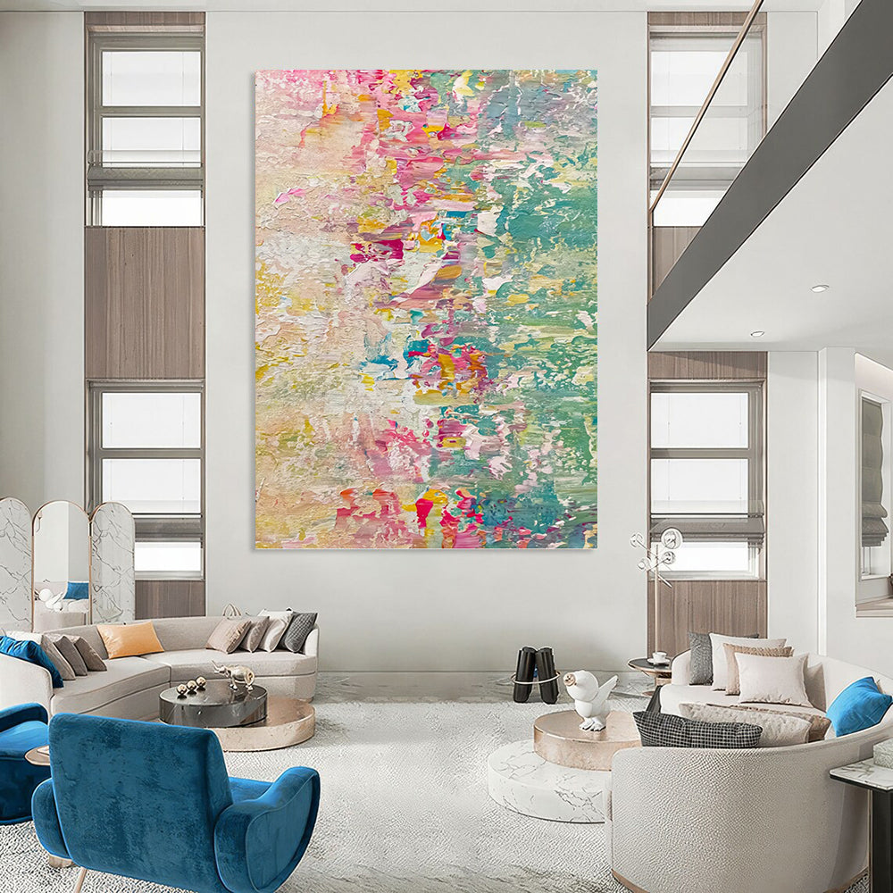 Vertical Hand - Painted Textured Custom Abstract Art for Dining Room and Hallway DKH1683
