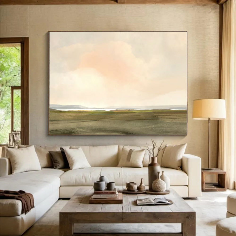 Soft Pastel Landscape - Large Serene Living Room Art DLZ121