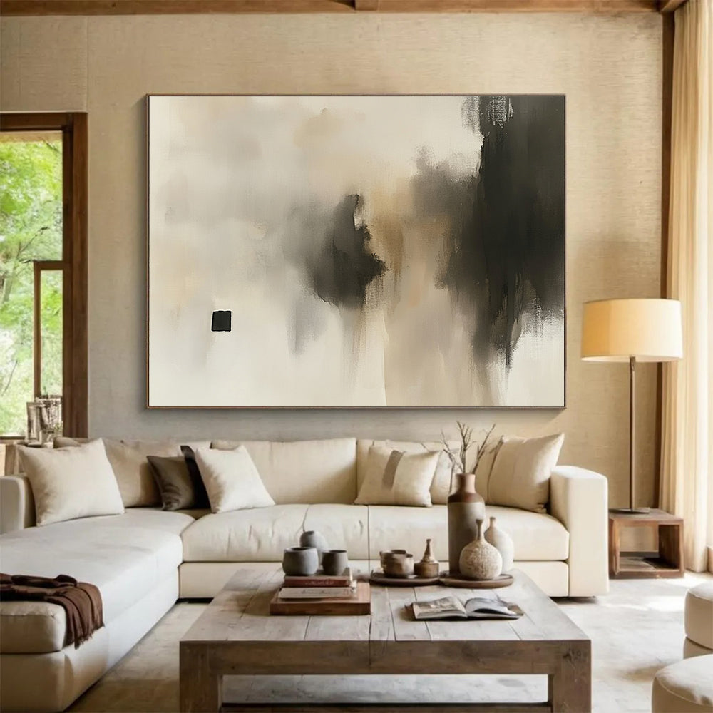 “Neutral Mist” - Beige, Gray, Black, Subtle Textures - Minimalist Acrylic Painting HB1545