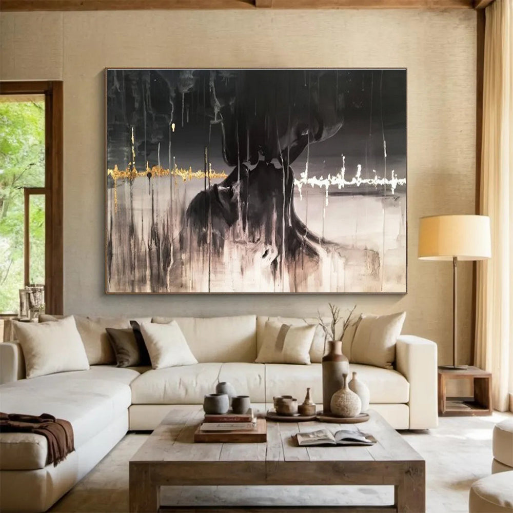 Captivating Large Abstract Artwork with Dynamic Texture for Bedroom & Dining Room DKH900