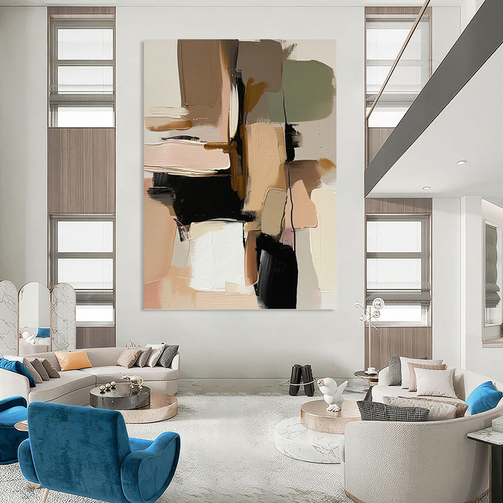 Captivatingly Large - Scale Hand - Painted Textured Abstract for Library & Reading Nook DKH1240