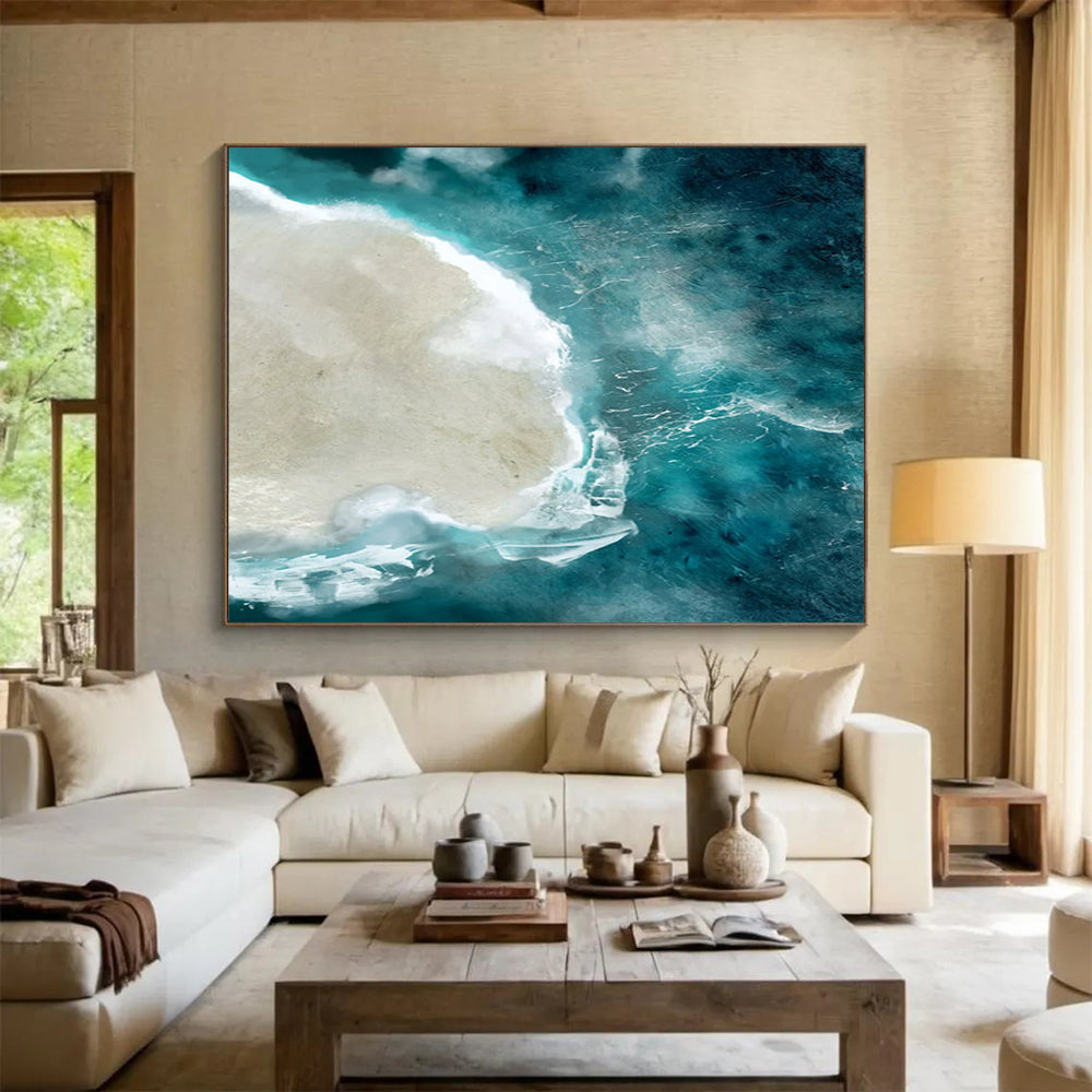 Aerial Coastal View - Large Colorful Living Room Centerpiece DLZ125