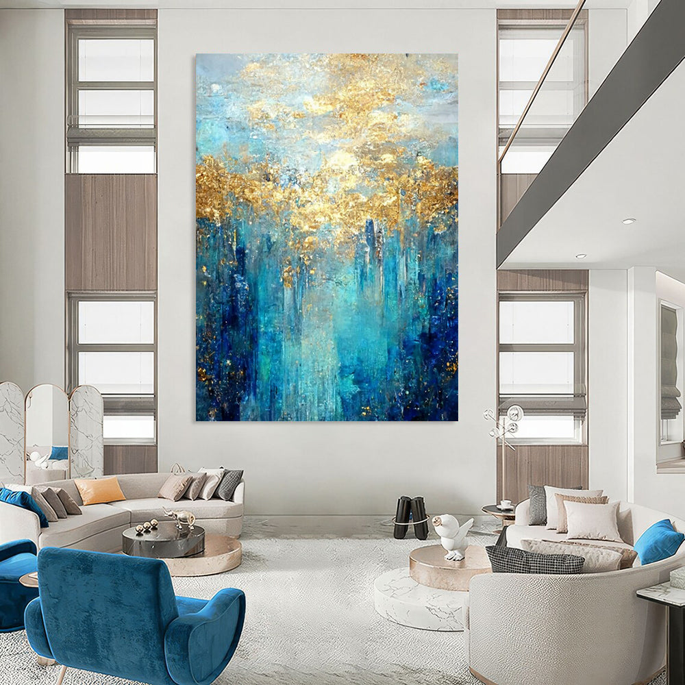 Grand - Scale Hand - Painted Textured Custom Abstract Art for Dining Room and Office DTP065