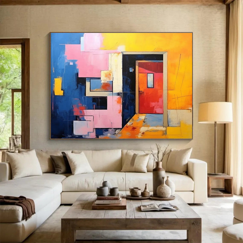 Exquisite Hand - Painted Textured Abstract Mural for Office & Entryway DKH642