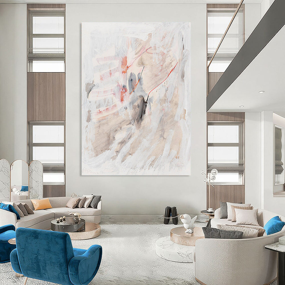 Monumental - Sized Vertical Hand - Painted Textured Custom Abstract Epoch, for Decorating Dining Room and Hotel DKH1530