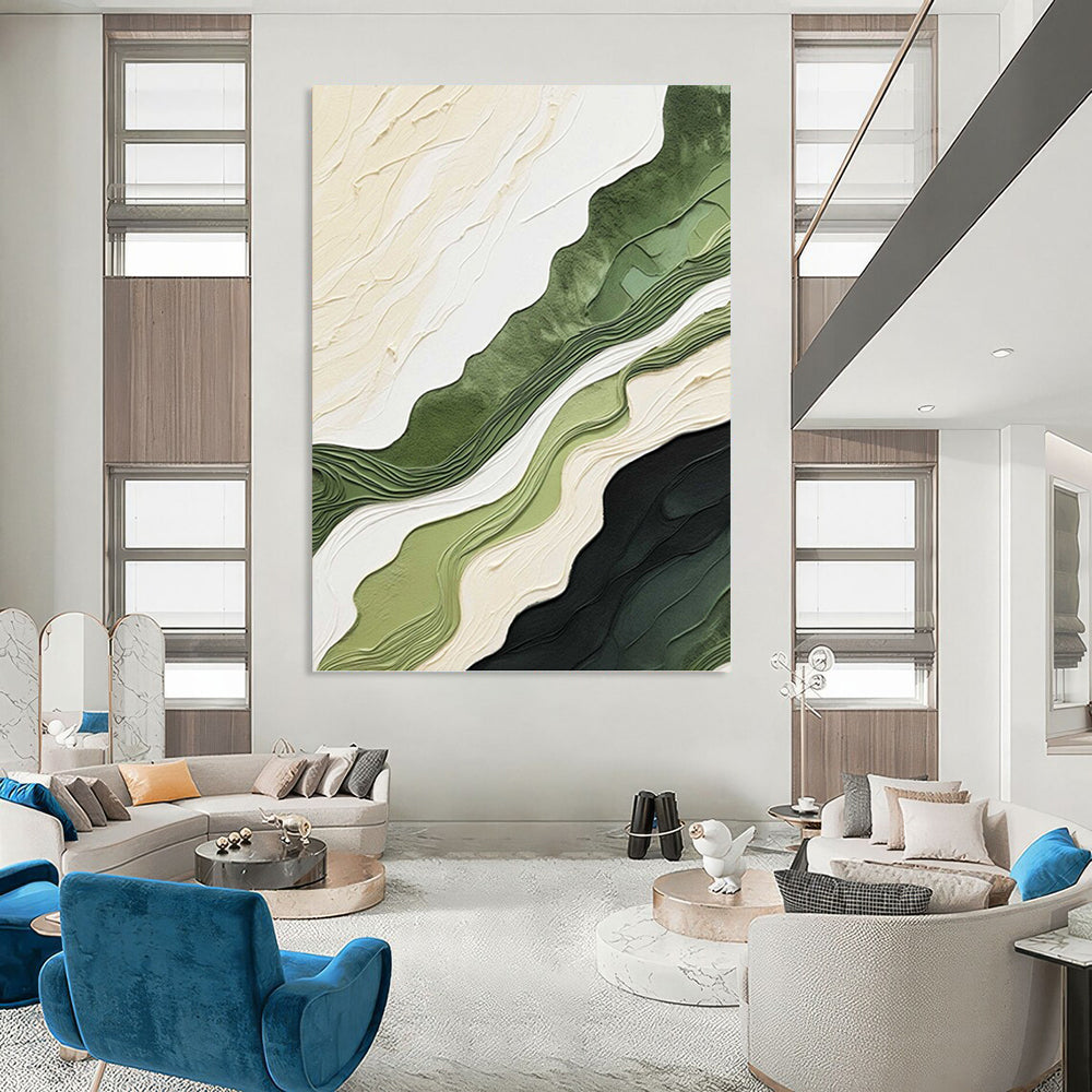 Colossal - Sized Hand - Painted Custom Abstract Painting (with Expressive Textures), for Living Room and Entryway DKH1486