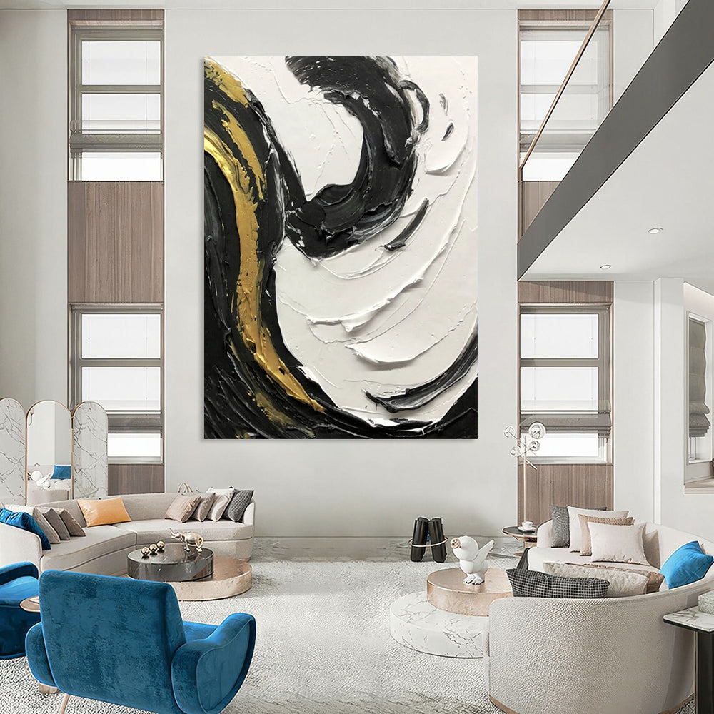 Large Custom Abstract Paintings with Textured Details for Dining Room & Bar DTP381