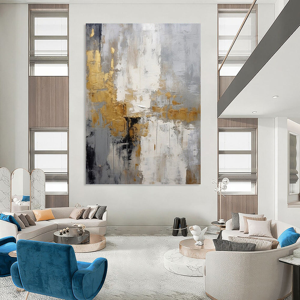 Large - Format Custom - Painted Textured Canvas Abstract for Dining Room & Bar DKH1062