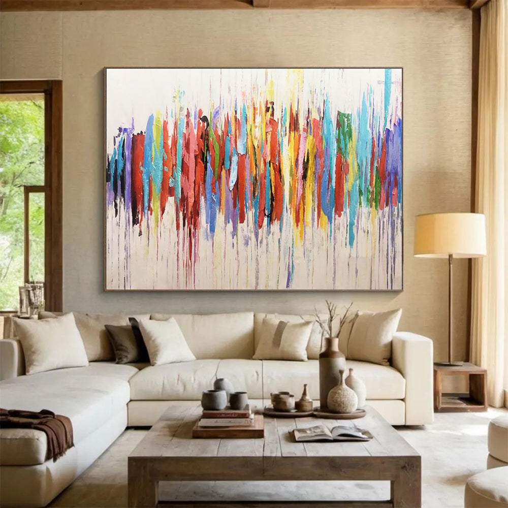 Colorful Drip Abstract - Bold Modern Living Room Focal Point DLZ223