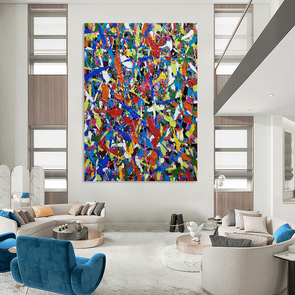 Extended - Proportioned Vertical Hand - Painted Textured Custom Abstract Epic for Office and Bar DKH1566