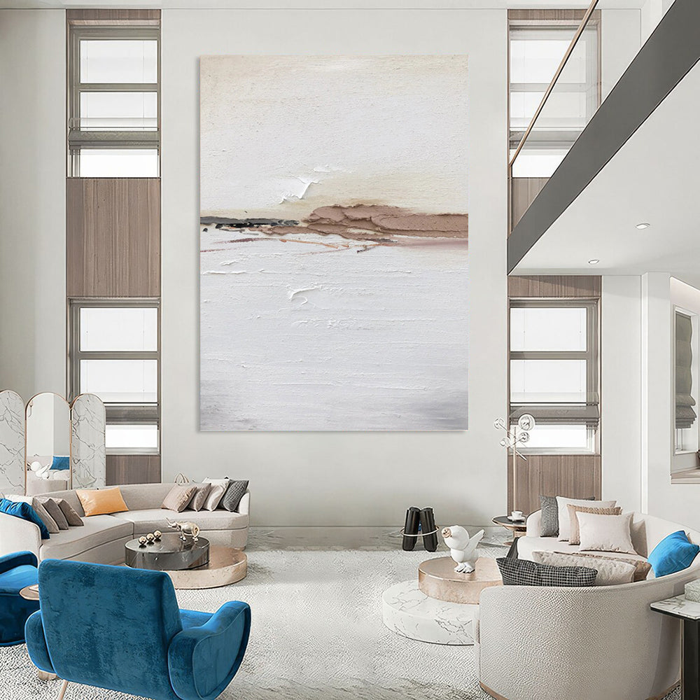 Custom Vertical Hand - Painted Textured Abstract Painting for Bedroom and Hallway DKH1678