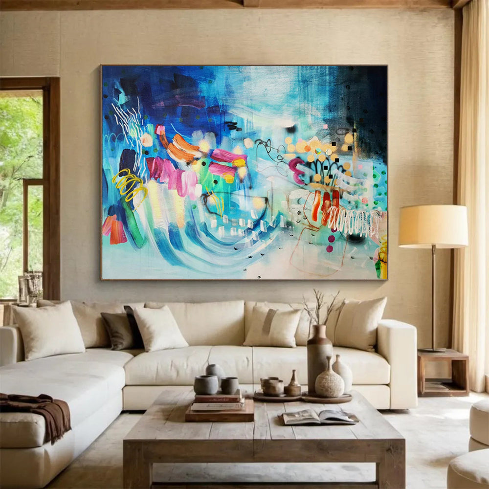 Enormous Hand-Painted Abstract Murals for Entryway & Bedroom LargeART1503
