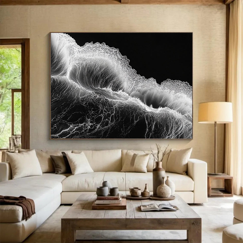 “Monochrome Wave Dynamics” - Blacks, Whites, Textured Waves - Photographic Art HB1620