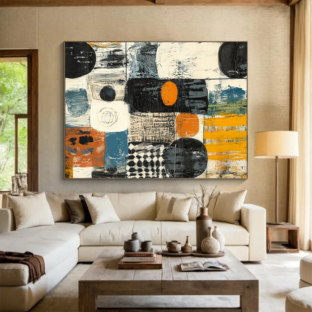 Colorful Abstract Blocks "Playful Composition" Painting On Canvas HB296