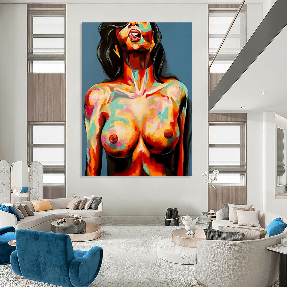 Custom Vertical Hand - Painted Abstract Art for Entryway and Hallway DKH1629