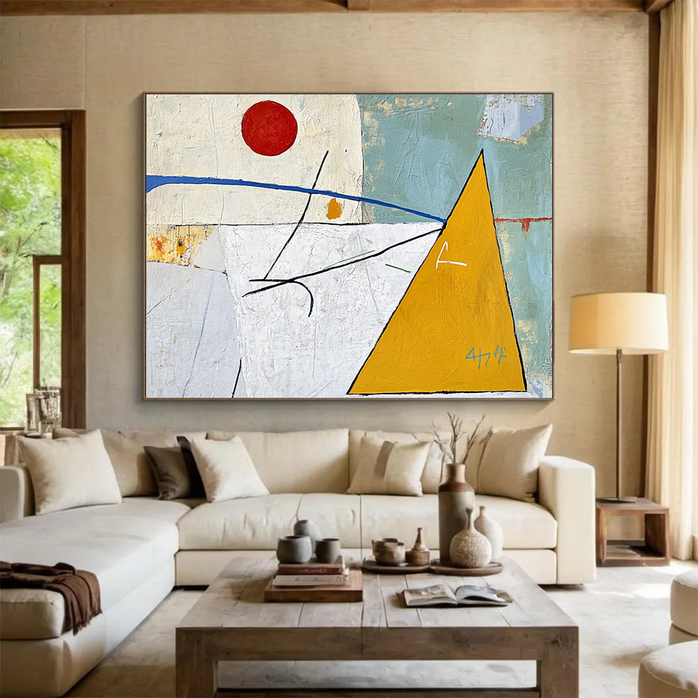 “Geometric Play” - Red, Blue, Yellow, Abstract Shapes - Cubist - Inspired Acrylic Painting HB1527