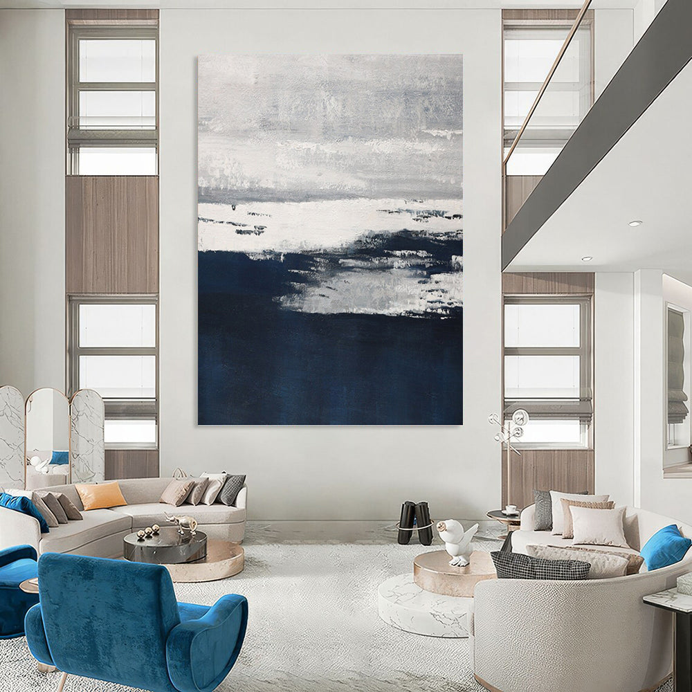 Super - Sized Vertical Hand - Painted Textured Custom Abstract Ballad, for Hotel and Dining Room DKH1540