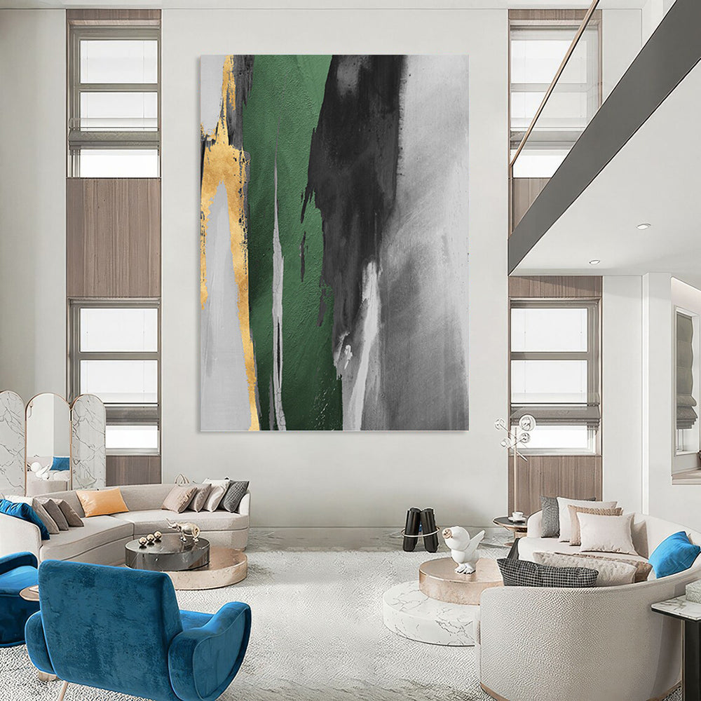Grandiose - Scale Vertical Hand - Painted Textured Custom Abstract Gem, Perfect for Bedroom and Dining Room DKH1522