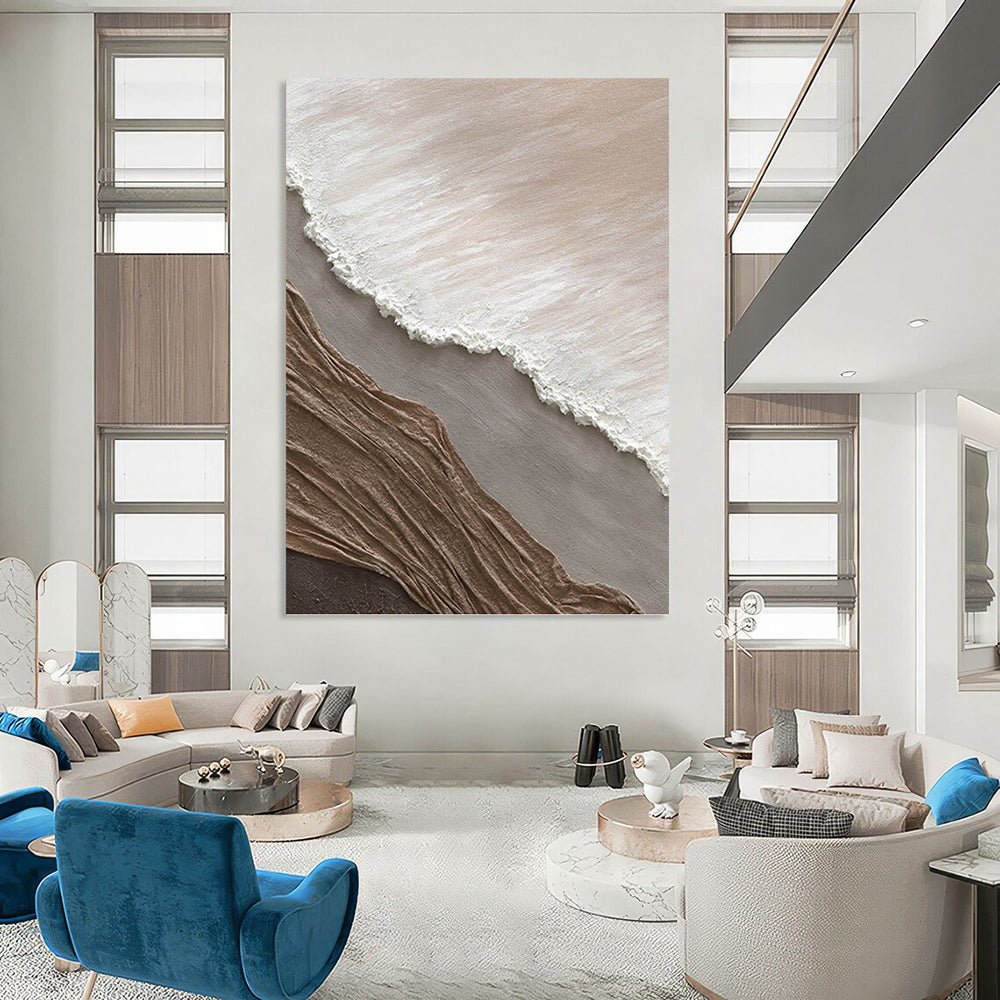 Large - Scale Hand - Painted Custom Textured Abstract on Canvas for Living Room & Office DKH1036
