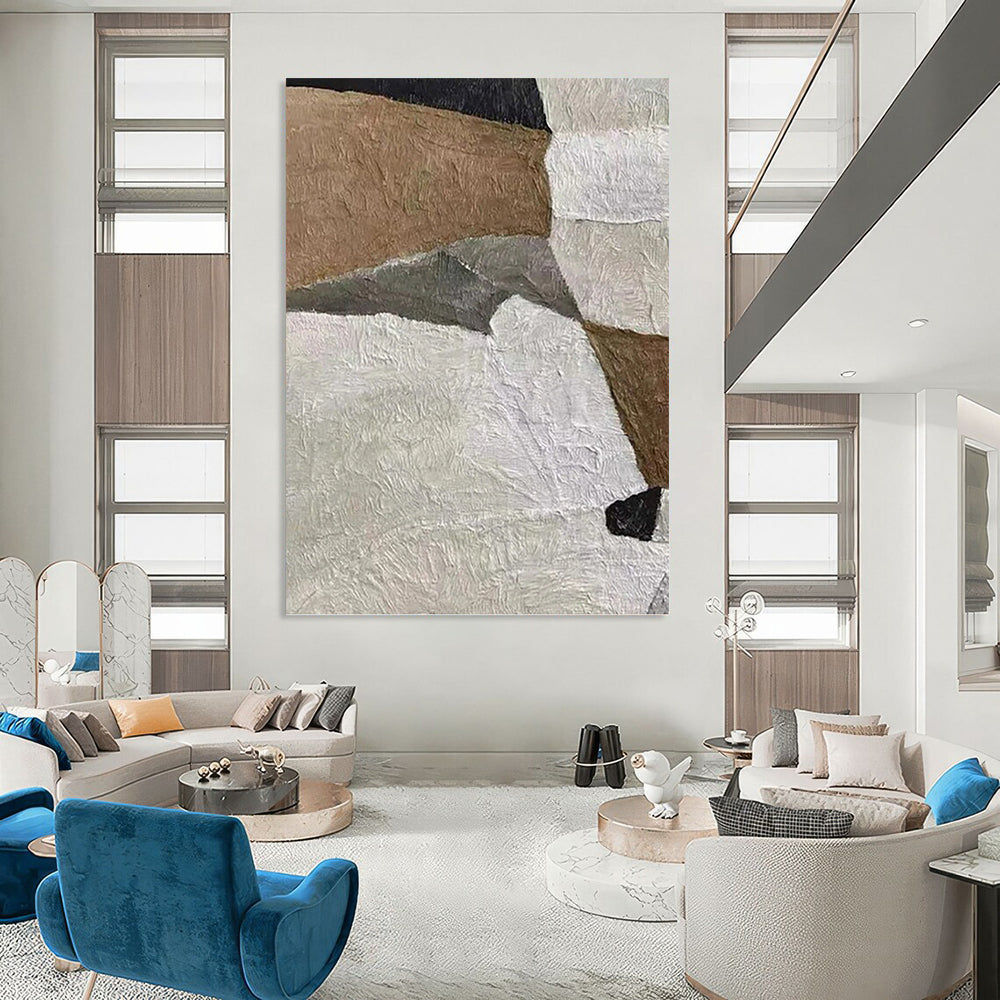 Designer - Driven Beauty: Hand - Crafted Textured Canvas Painting for Dining Room & Hallway DKH1140