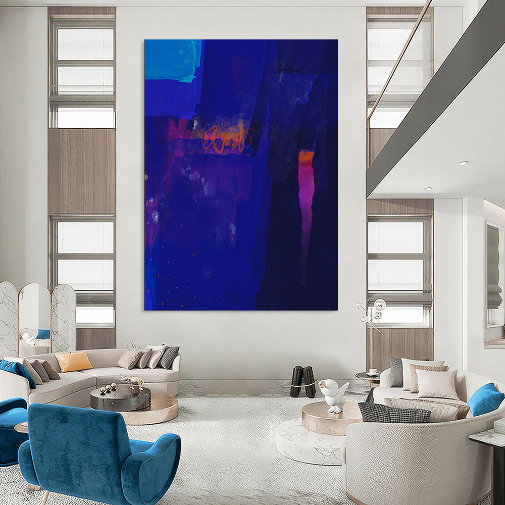 Oversized Custom Hand-Painted Abstract Canvas for Hotel & Entryway LargeART1820