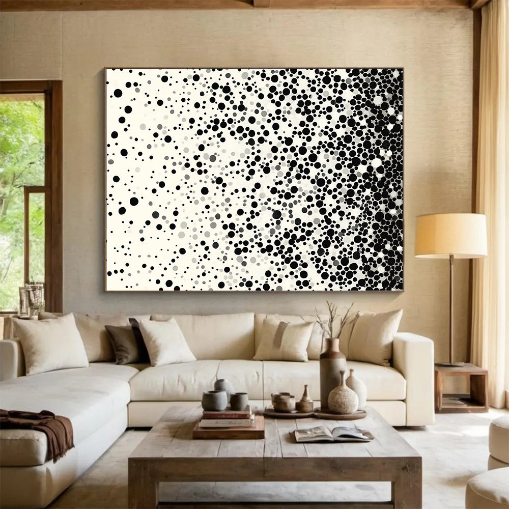Black Dots Gradient on Light Background - “Subtle Dot Transition” Painting On Canvas HB225
