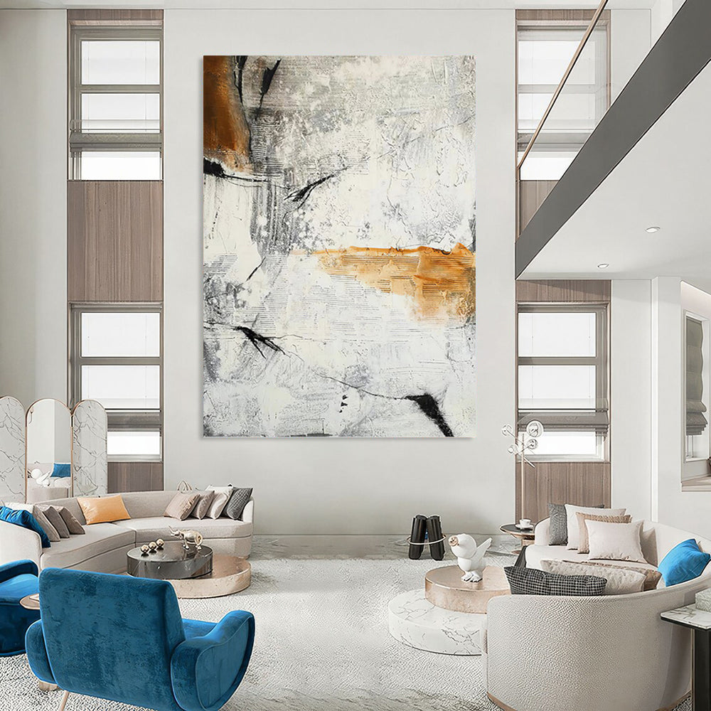 Extra - Large Hand - Painted Textured Custom Abstract Canvas, for Decorating Bar and Entryway DKH1457