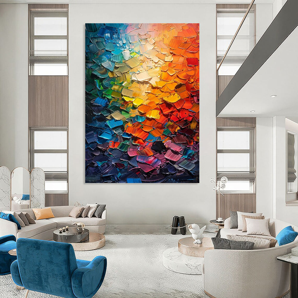 Tall - Standing Vertical Hand - Painted Custom Abstract Canvas (with Three - Dimensional Textures) for Office and Entryway DKH1555