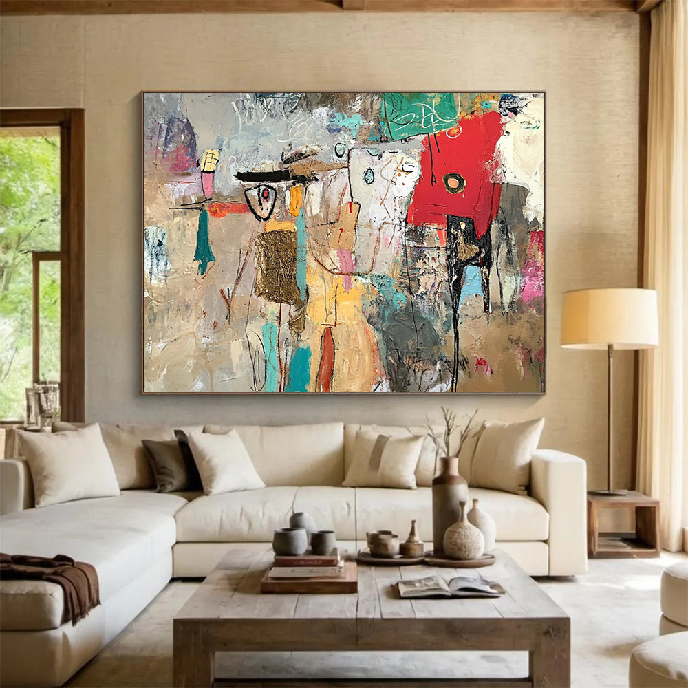 Abstract Figure Collage in Earth Tones – Mixed - Media Abstract Human - Form Painting HB1475
