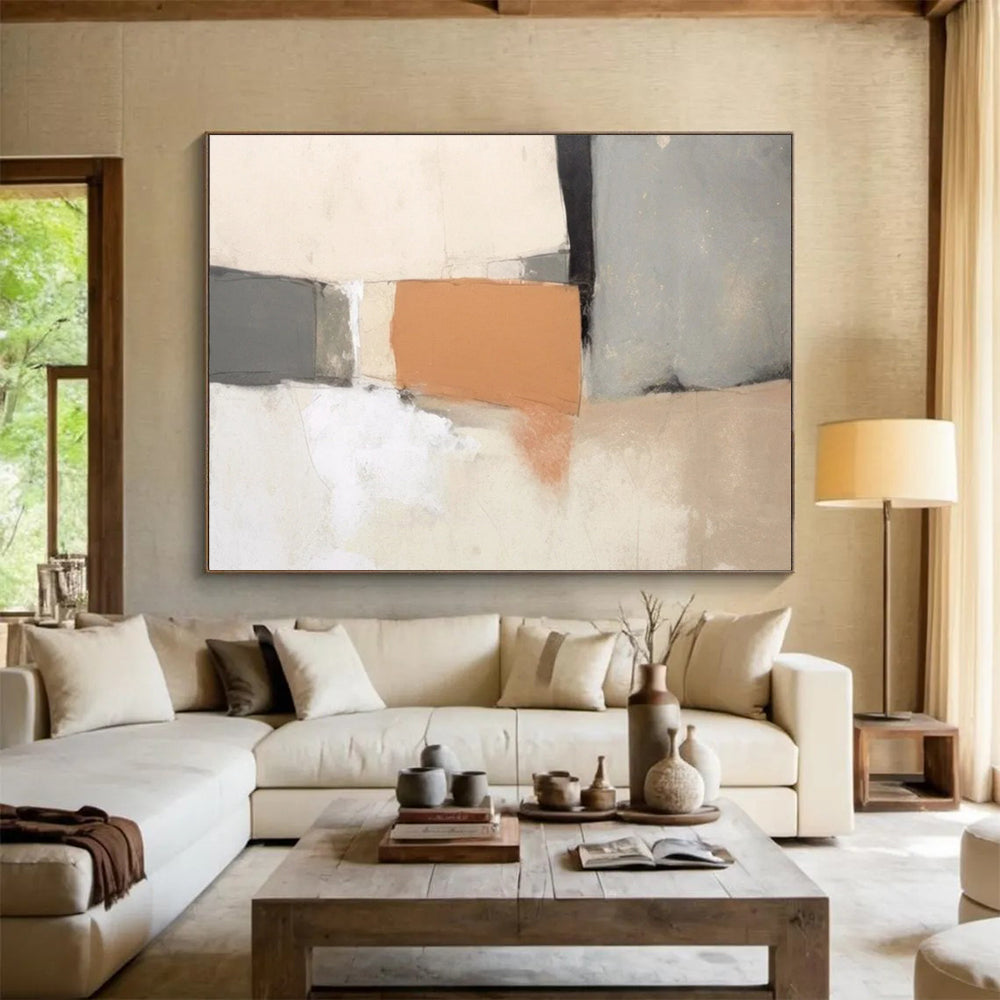 Neutral Tones Geometric Abstract - Cozy Living Room Charm DLZ076