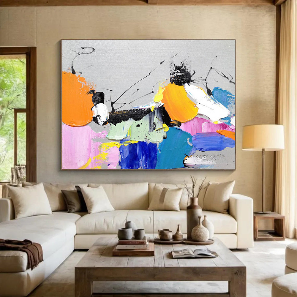 Colorful Abstract Splashes - Playful Living Room or Game Room Art DLZ267