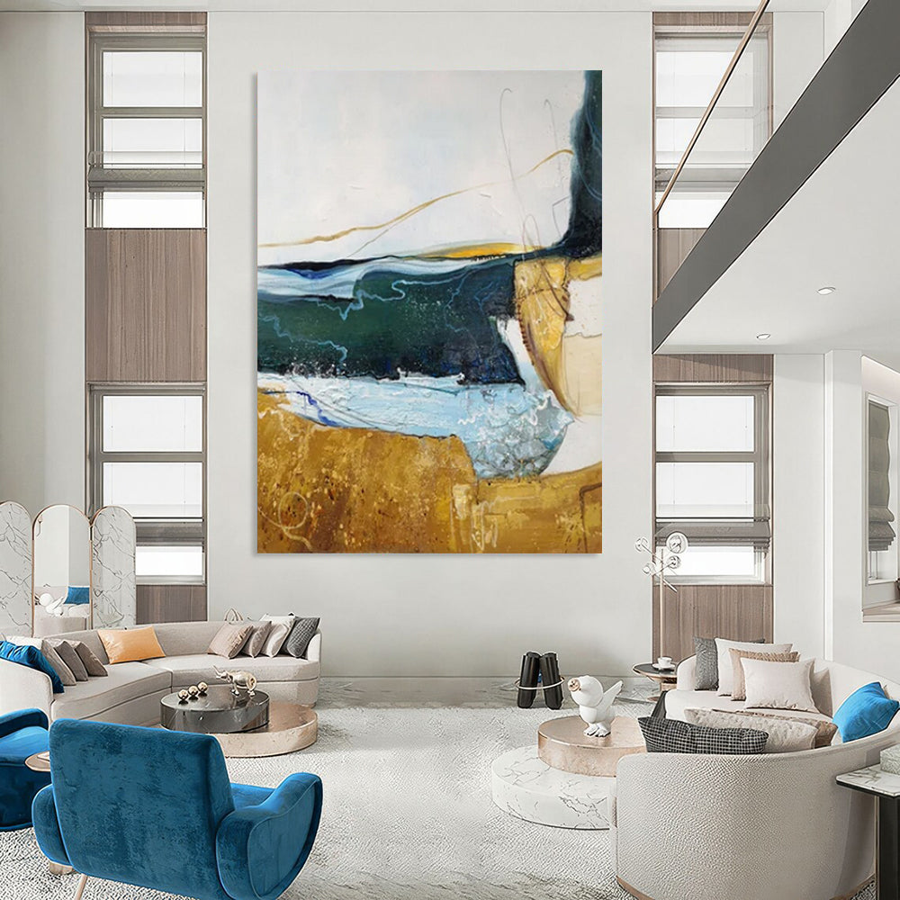 Large-Sized Hand-Painted Abstract Masterpiece for Bar & Hotel Lobby LargeART2337