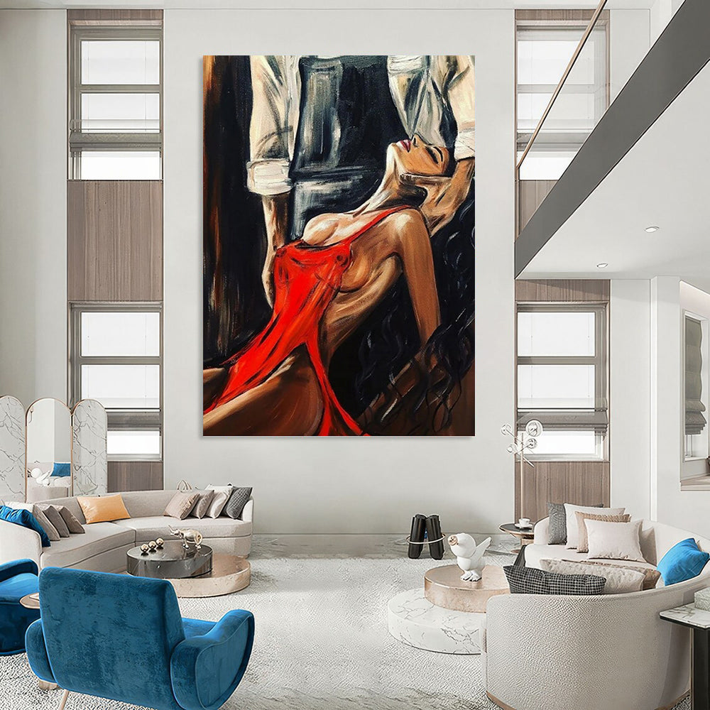 Immense Vertical Hand - Painted Custom Abstract Treasure (with Quilted Textures) for Bar and Hotel DKH1611