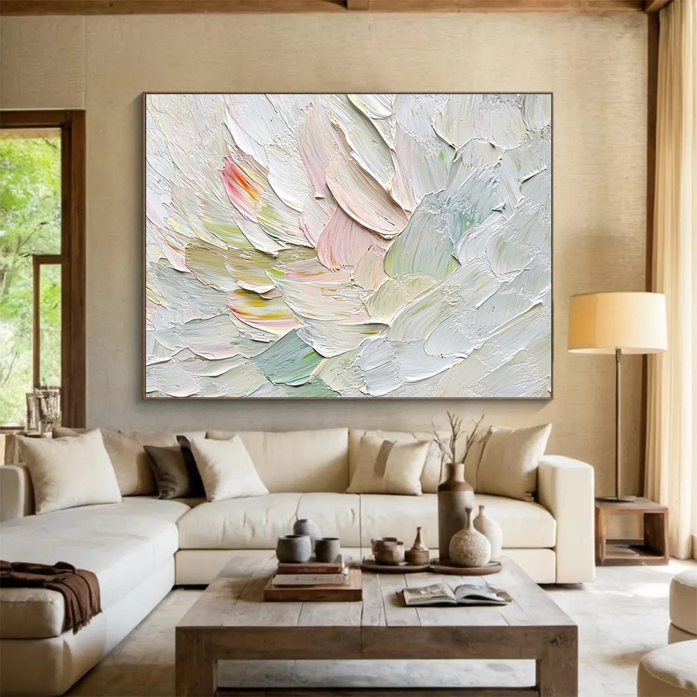 “Textured Pastel Petals” - Pastel Colors, Textured Floral Painting On Canvas HB0715